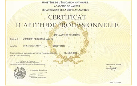 CAP Installateur sanitaire