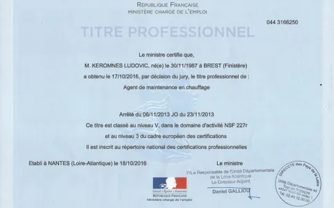 Titre professionnel chauffage
