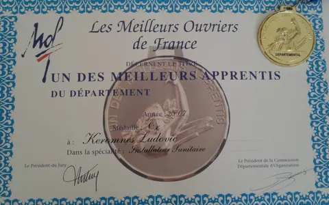 Médaille Meilleur Apprenti du Département